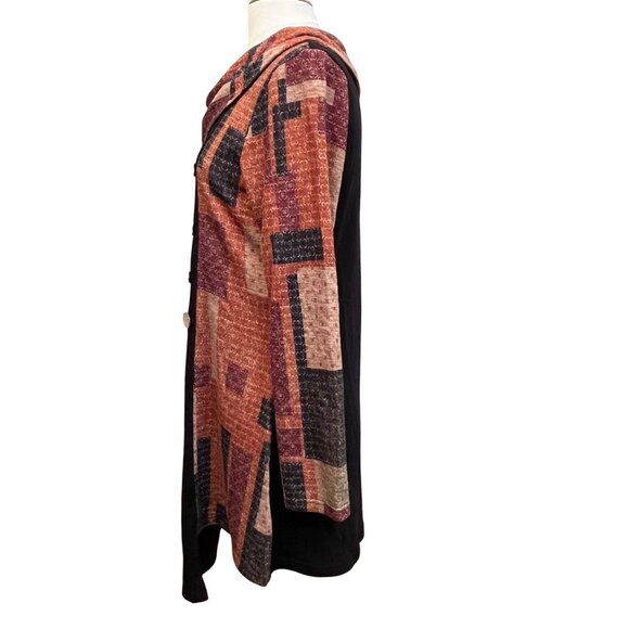 Radzoli Womens Asymmetrical Button Cowl Neck Patchwork Tunic Dress Small - Picture 3 of 10